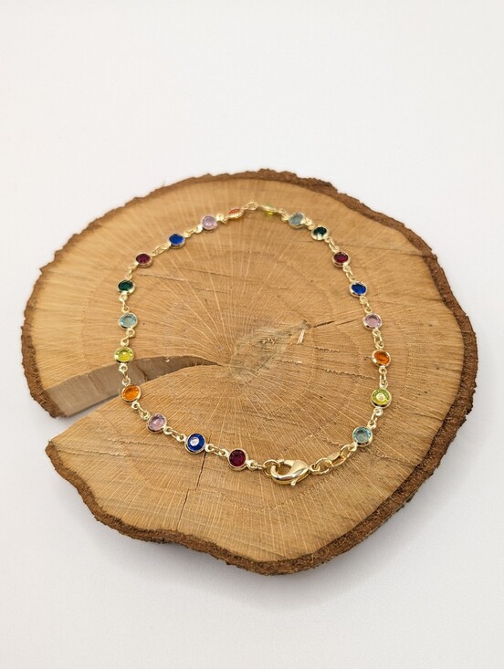 Jewelry - 18k Gold Plate Anklet With Colorful Gems